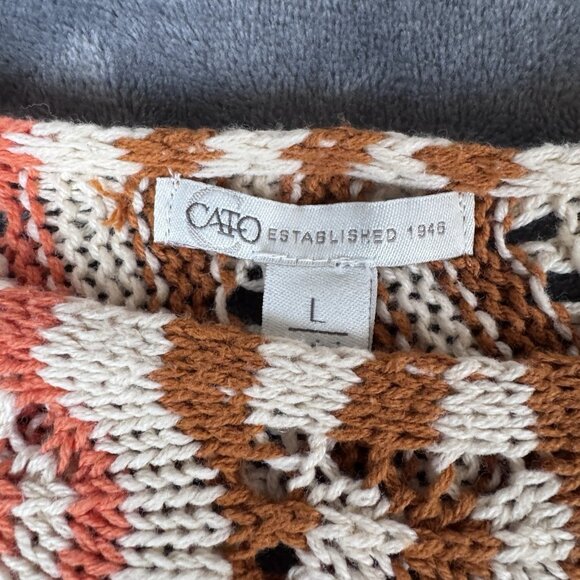 Cato Crochet Top Boho Chic Festival Open Knit Cover Up Tunic Size Large - Picture 3 of 9